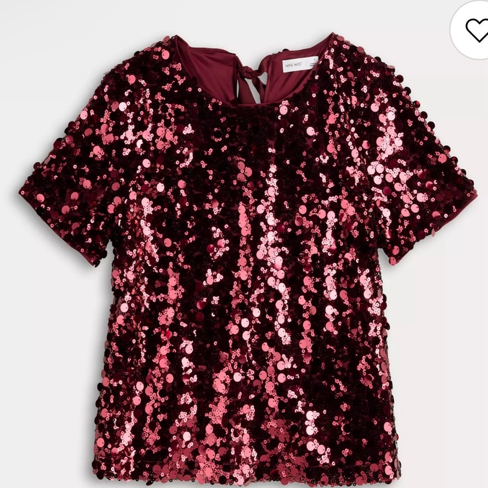 Nine West Burgundy Sequin Blouse